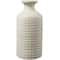 Cream Ceramic Textured Geometric Vase with Checkered Pattern
